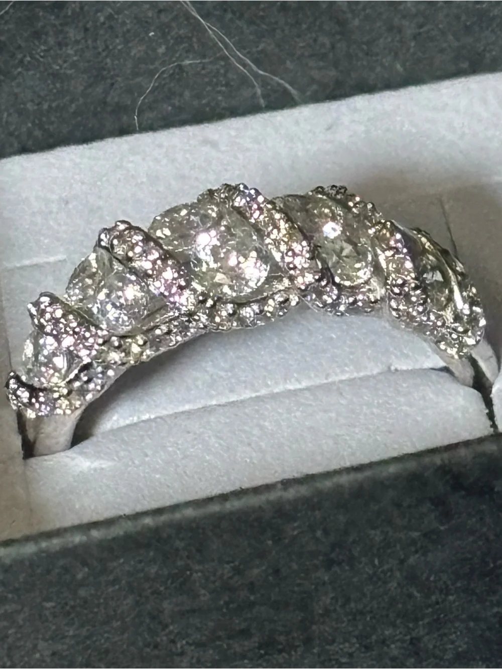 925 Sterling Silver Swirl Pave Statement Ring - Size 8.5